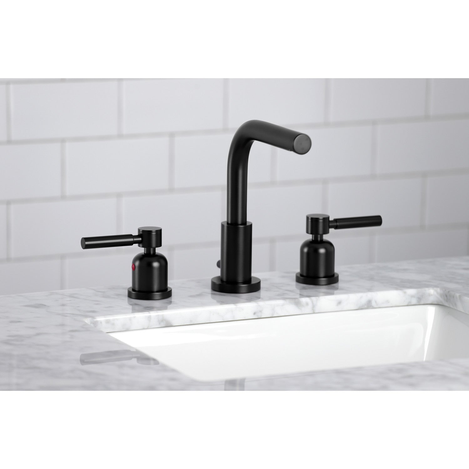Kingston Sona FSC8950DL - Concord Two-Handle 3-Hole Deck Mount Widespread Bathroom Faucet with Brass Pop-Up, Matte Black — thumbnail 2